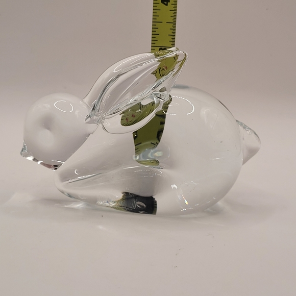 Vintage MCM Art Glass Crystal Bunny Rabbit Paperweight Figurine 4" x 3" - Picture 11 of 11